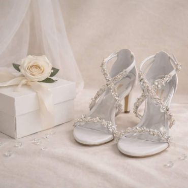 Oreanthi bell heel Lou bridal sandals