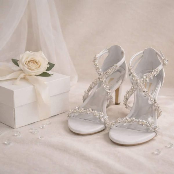 Oreanthi bell heel Lou bridal sandals