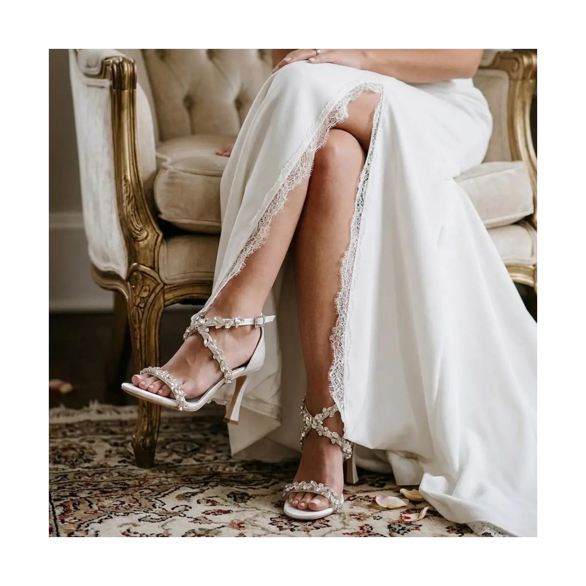 Oreanthi bell heel Lou bridal sandals