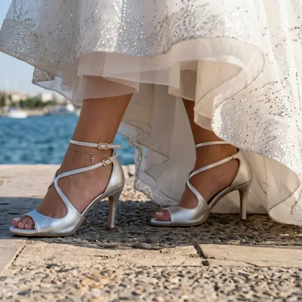 Beverly silver Lou bridal evening sandals